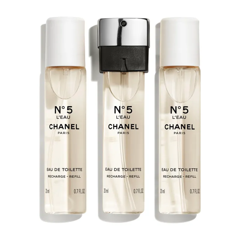 Sale CHANEL N°5 L‘EAU EAU DE TOILETTE TASCHENZERSTÄUBER 3x20ml NACHFÜLLUNG