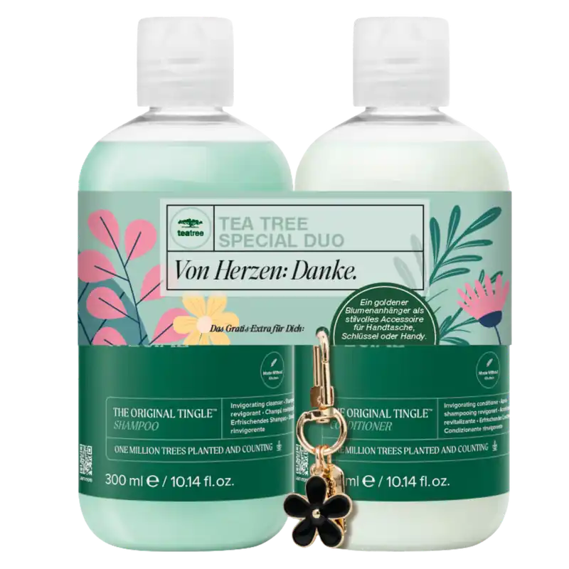 Paul Mitchell Save on Duo Tea Tree Special Shampoo 300ml & Conditioner 300ml + Blumenanhänger Meistverkauft
