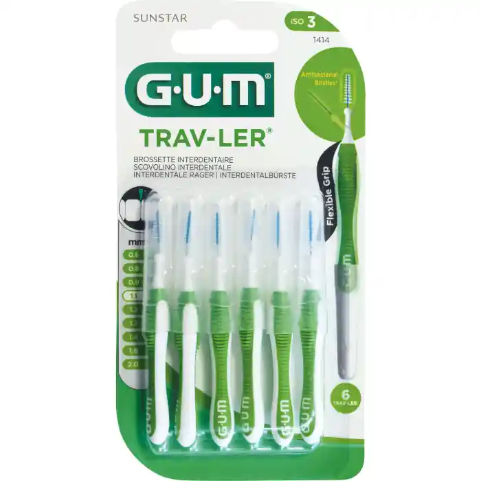 GUM TRAV-LER grün Tanne 1.1mm Interdental+6 Kappen Schneller Versand