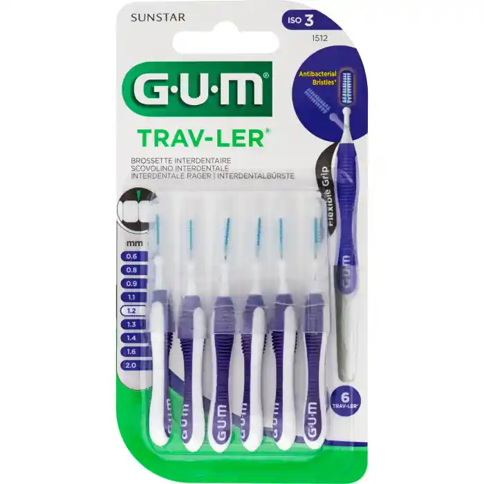 Preisknaller GUM TRAV-LER lila Kerze 1.2mm Interdental+6 Kappen