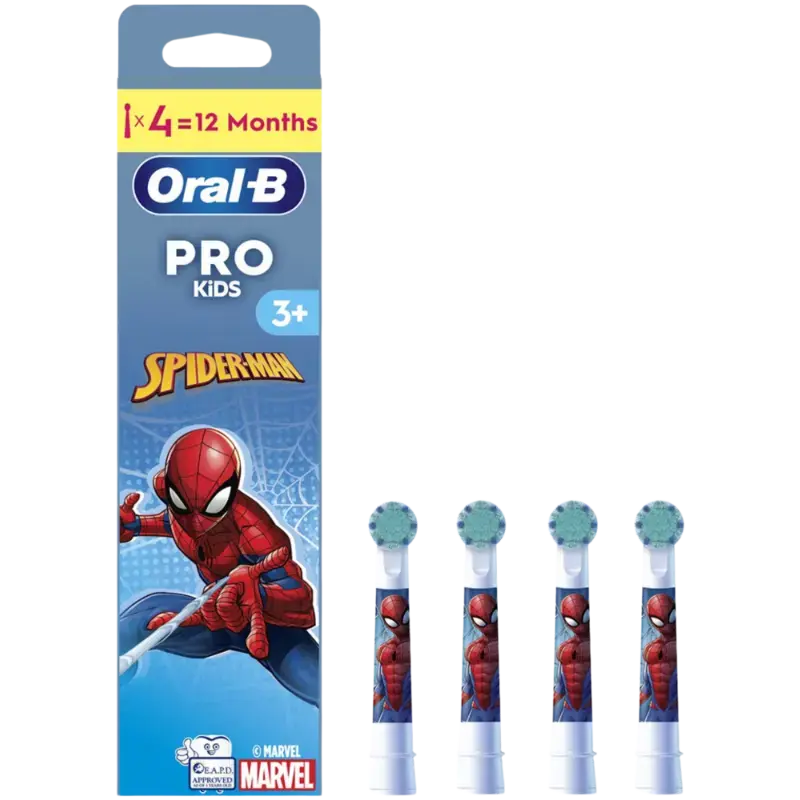Echt Oral-B Pro Kids Spider-man Spare Brush 4pcs