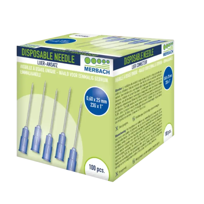 Merbach Injektionsnadel – Blau – 100 Stück 0.60 x 25 mm Versand Am Gleichen Tag