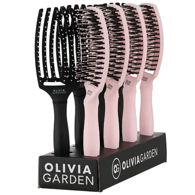 Olivia Garden Fingerbrush Combo Medium Display 8pcs Full Black/Pastel Pink Markenprodukt