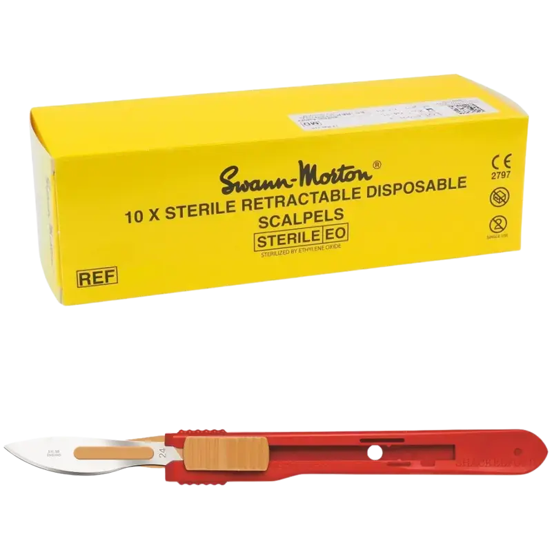 Swann-Morton Retractable Sterile Safety Blades 10pcs 24 Neu Im Sortiment