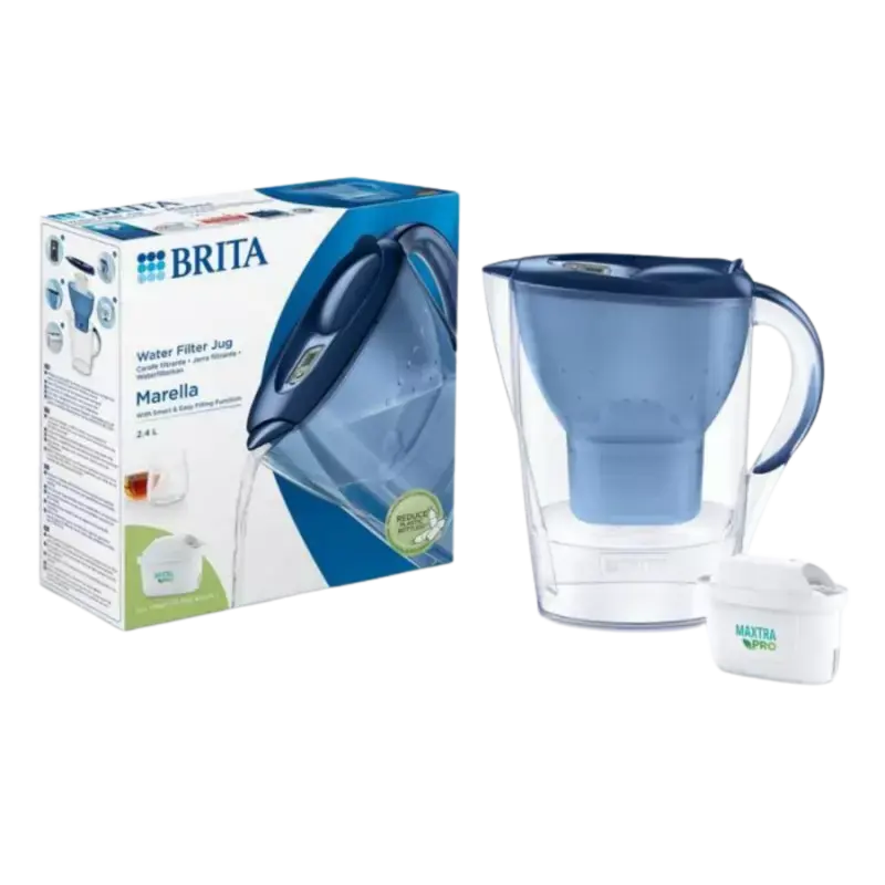 Top-Seller BRITA Marella Cool Water Filter Jug 2,4L + Maxtra Pro All-in-1 Waterfilter Blue
