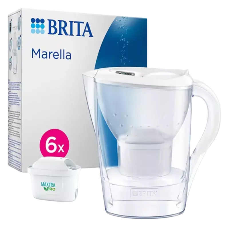 Geprüft BRITA Marella Cool Water Filter Jug 2,4L + 6 Maxtra Pro All-in-1 Waterfilters White
