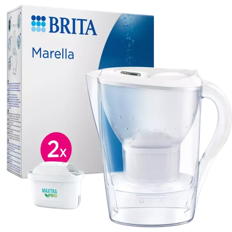 BRITA Marella Cool Water Filter Jug 2,4L + 2 Maxtra Pro All-in-1 Waterfilters White Kracherpreis