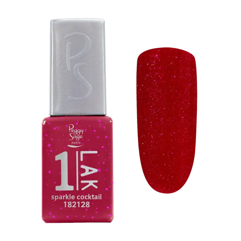 Peggy Sage 1-Lak 3-In-1 Semi-Permanent Nail Lacquer 5ml Sparkle Cocktail Neu