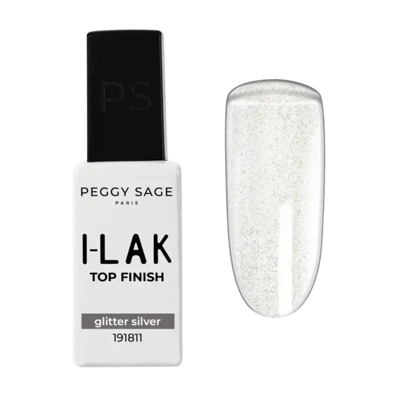 Schneller Versand Peggy Sage I-Lak Semi-Permanent Top Finish 11ml Glitter Silver