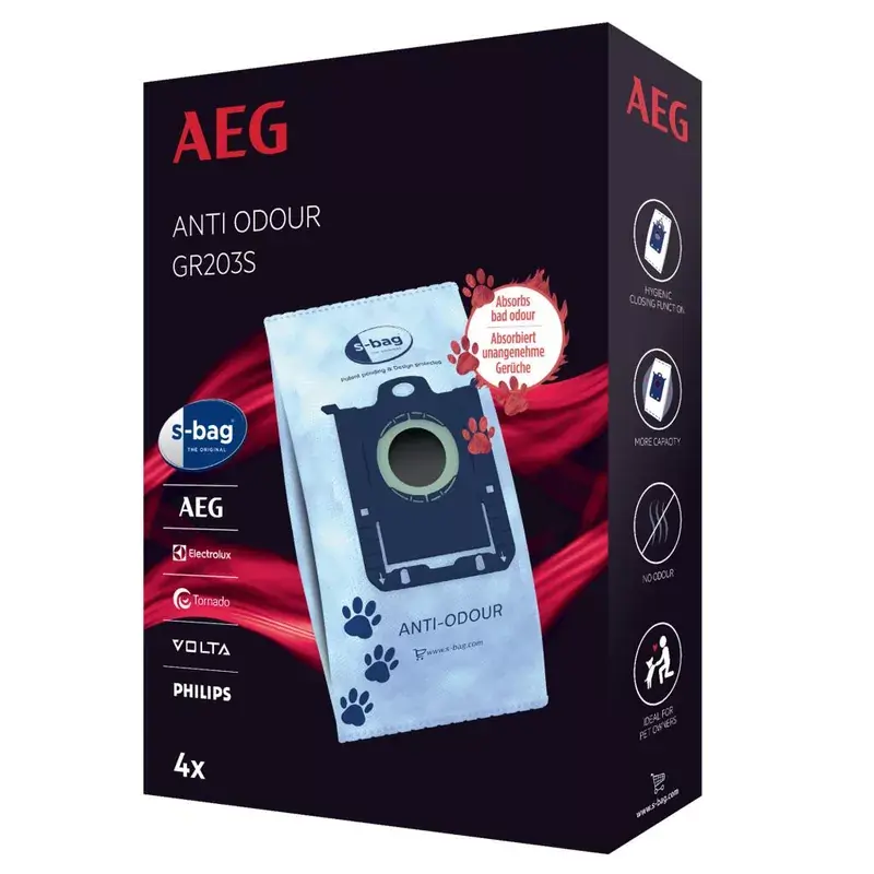 Versand Am Gleichen Tag AEG S-Bag Anti Odour GR203S Stofzuigerzakken 4 pack