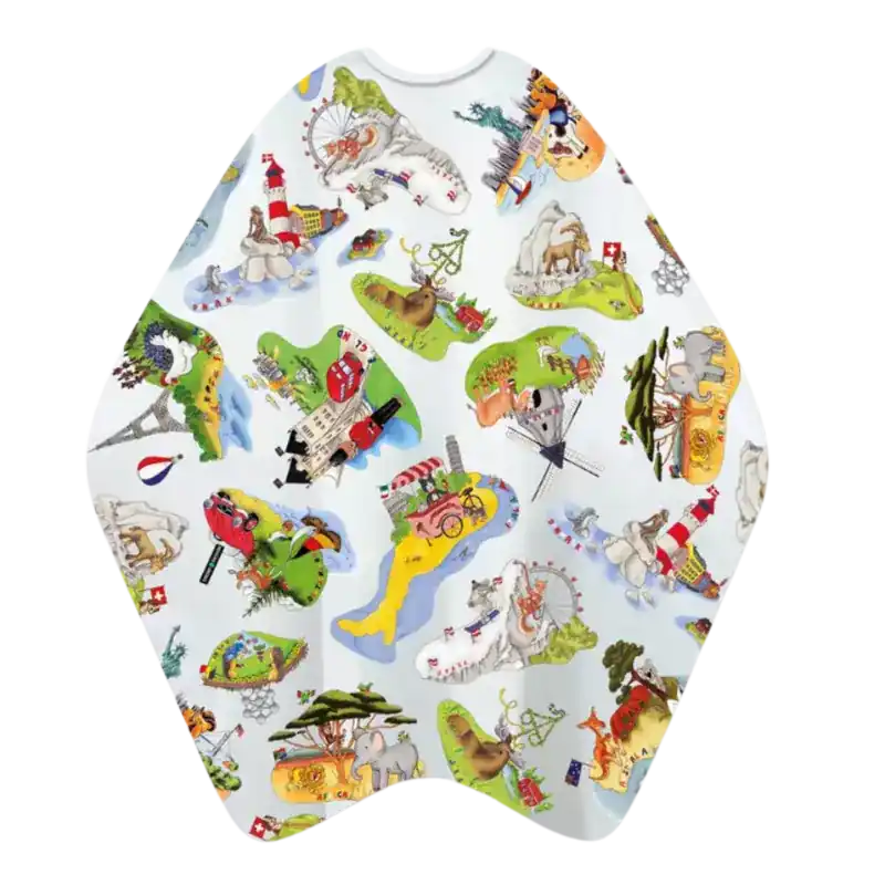 Trend Design Kid‘s World Haarschneideumhang - Druckknöpfe Beliebt