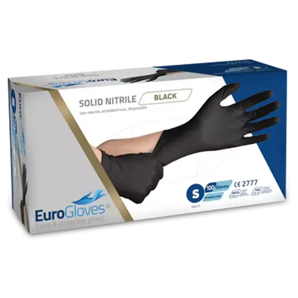Eurogloves Feste Nitrilhandschuhe - Schwarz - 100 Stk Small Neuheit