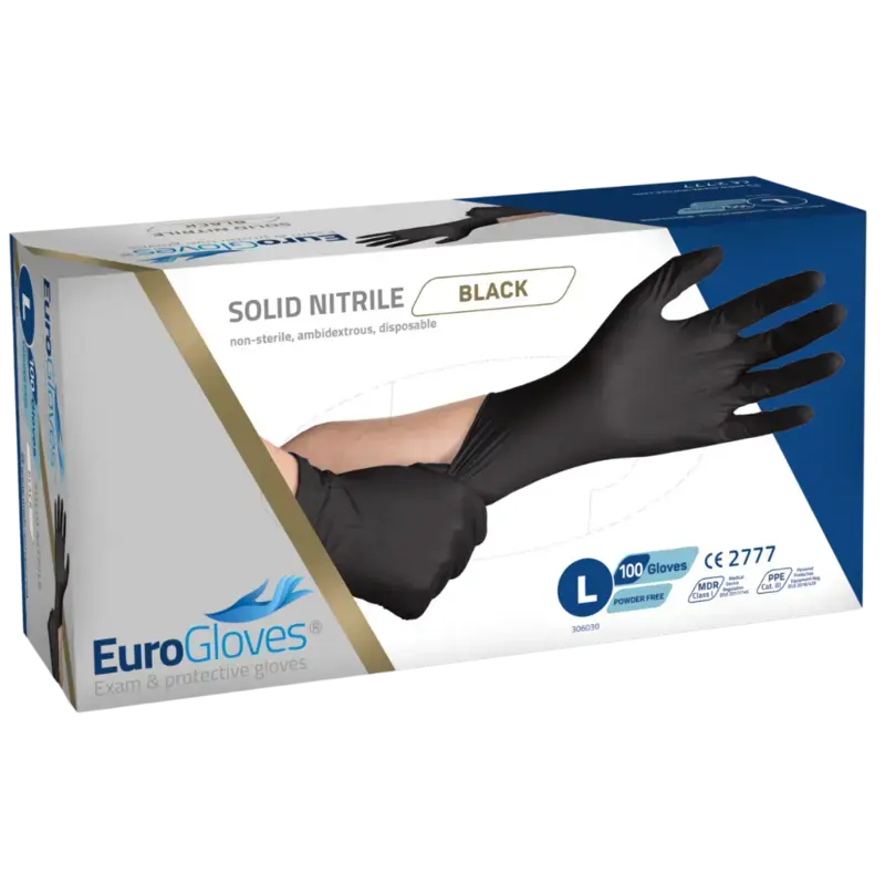 Direkt Vom Hersteller Eurogloves Feste Nitrilhandschuhe - Schwarz - 100 Stk Large