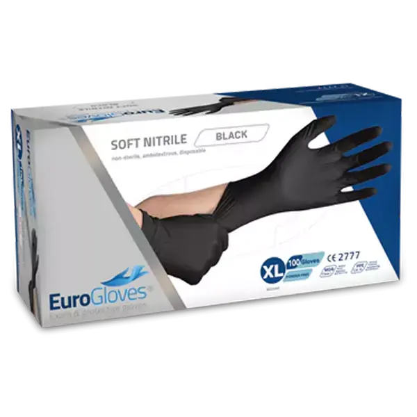 Rabatt Eurogloves Soft-Nitril-Handschuhe - Schwarz - 100 Stk Extra Large