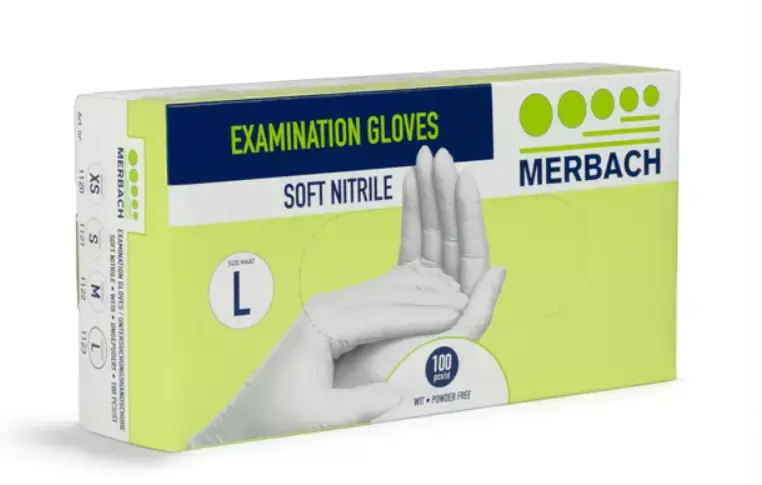 Merbach Weiche Nitrilhandschuhe - Weiß - 100St Large Letzte Chance