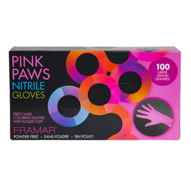 Billig Framar Pink Paws Nitrile Gloves 100st Large