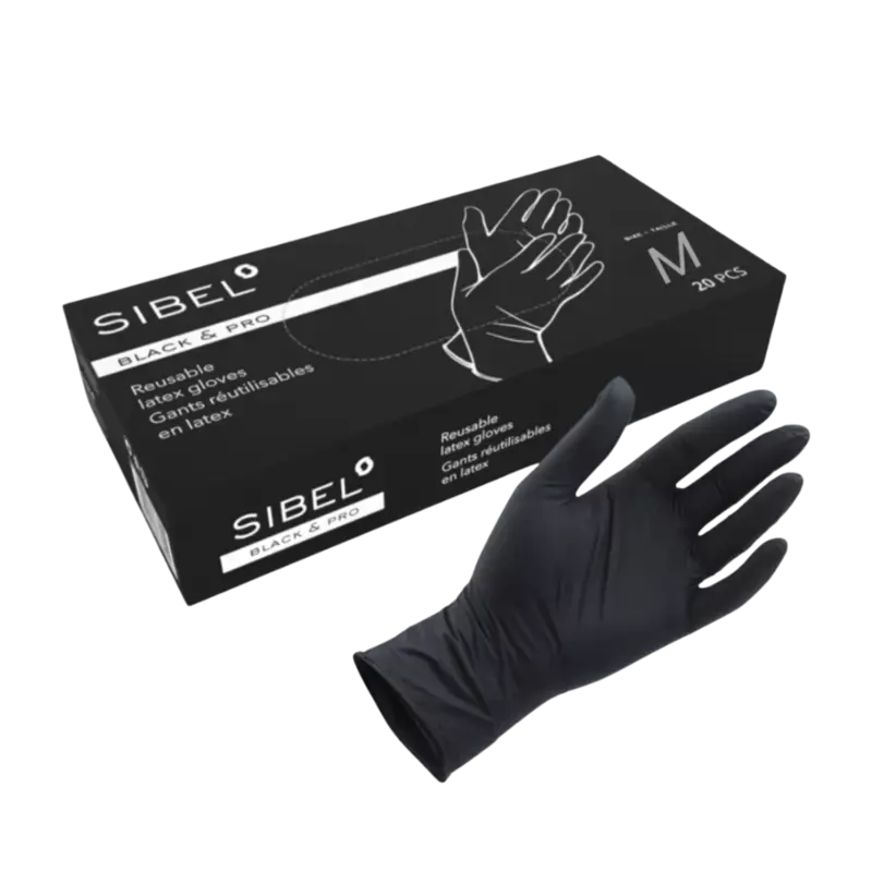 Finale Aktion Sibel Black & Pro Latex Reusable Gloves- 20st Medium