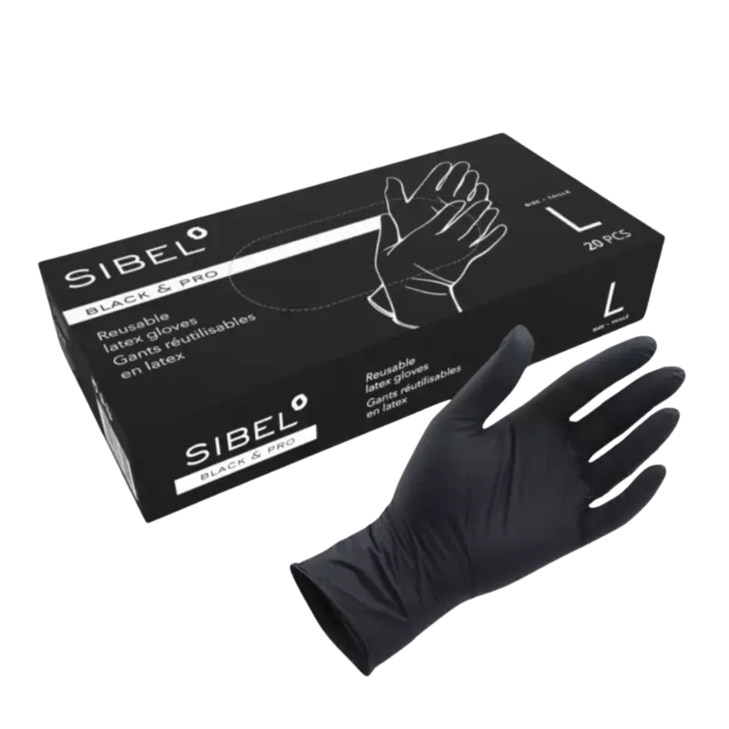 Meistverkauft Sibel Black & Pro Latex Reusable Gloves - 20st Large