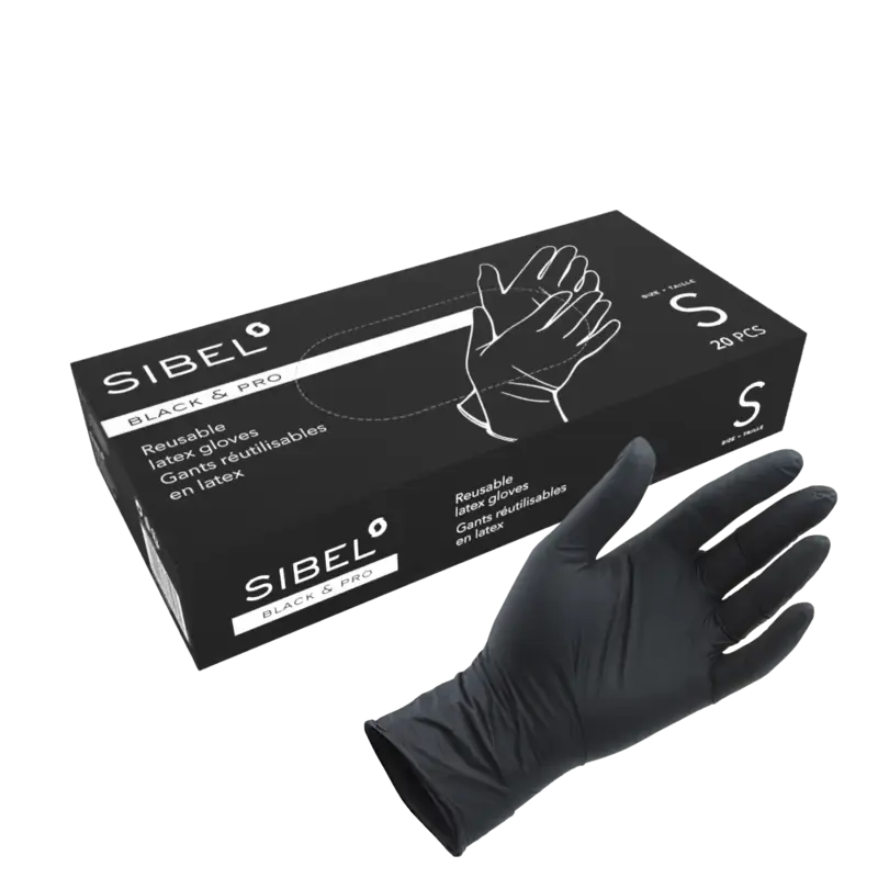 Sibel Black&Pro Gloves Reusable Latex Satin Black 20pcs Small Top-Angebot