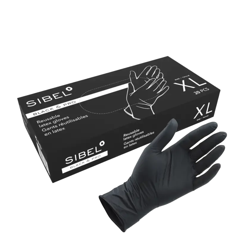 Meistverkauft Sibel Black&Pro Gloves Reusable Latex Satin Black 20pcs Extra Large