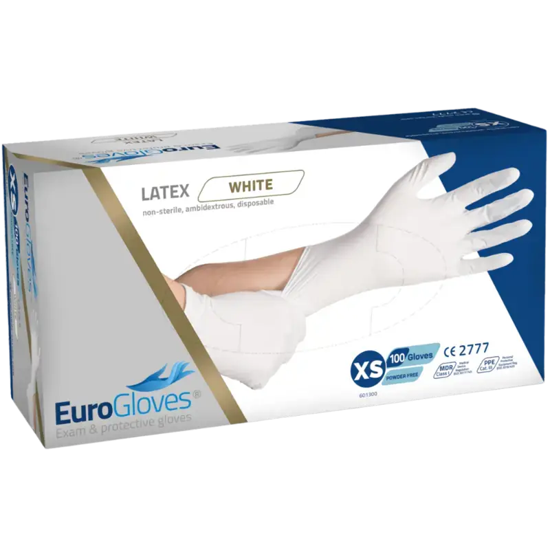 Eurogloves Latex Gloves - White - 100pcs Extra Small Finale Aktion