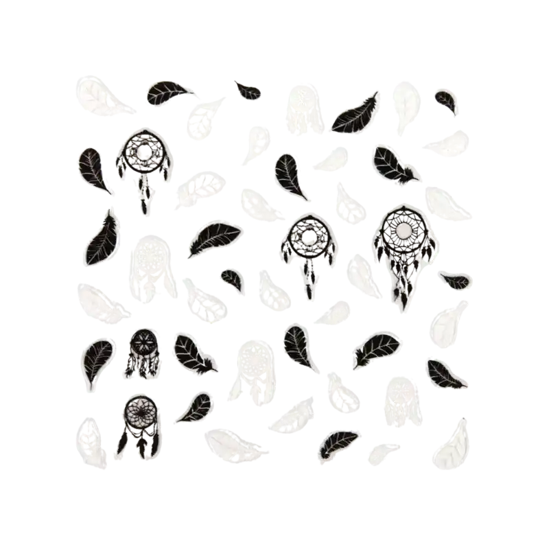 Expressversand Peggy Sage Decorative Nail Stickers Feathers Black & White