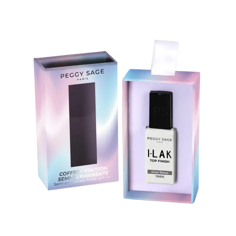 Peggy Sage I-Lak Semi-Permanent Top Finish Gift Box Silver Flakes Neu Im Sortiment