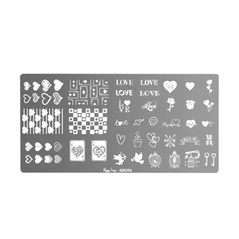 Peggy Sage Nail Art Stamping Plate Hearts Markenprodukt
