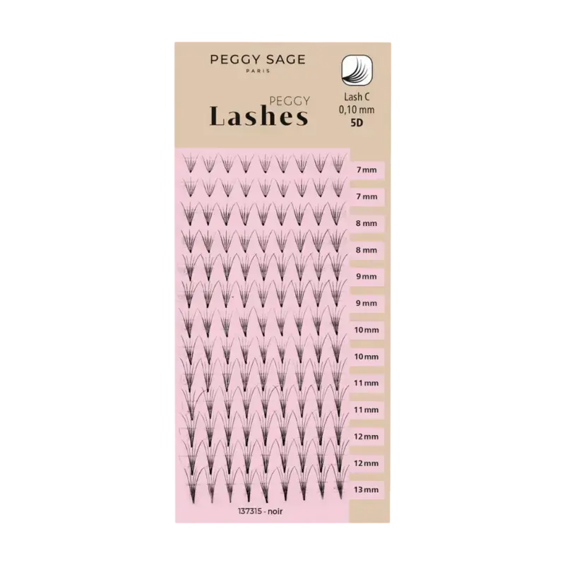 Peggy Sage Russian Volume Eyelash Extensions - Lash C - 0,10mm 5D 7 - 13mm Highlight