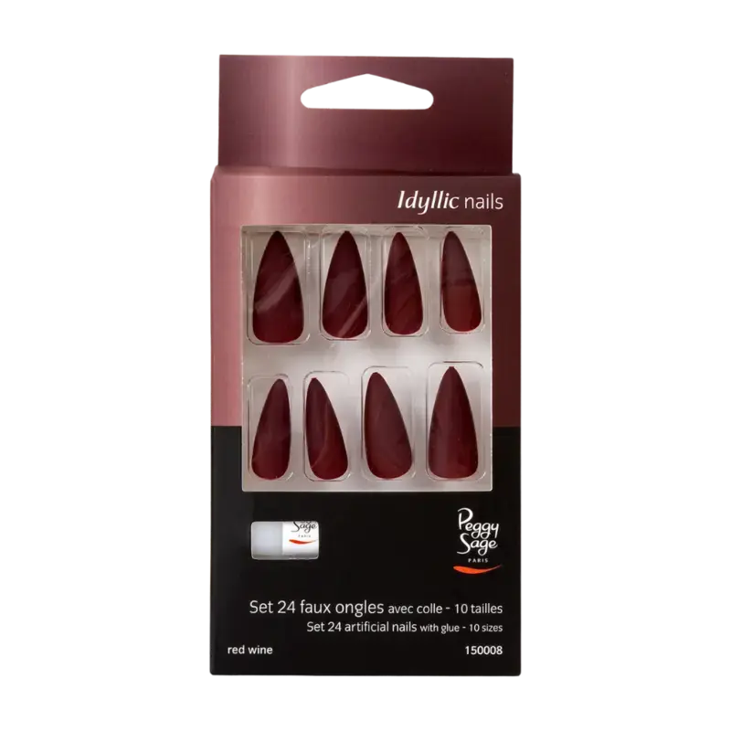 Markenware Peggy Sage Idyllic Nails Artificial Nails 24pcs Red Wine