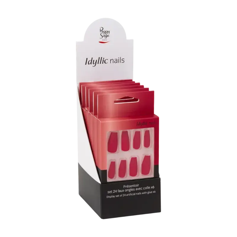 Günstig Peggy Sage Idyllic Nails Artificial Nails Display 6x24pcs Fire Red