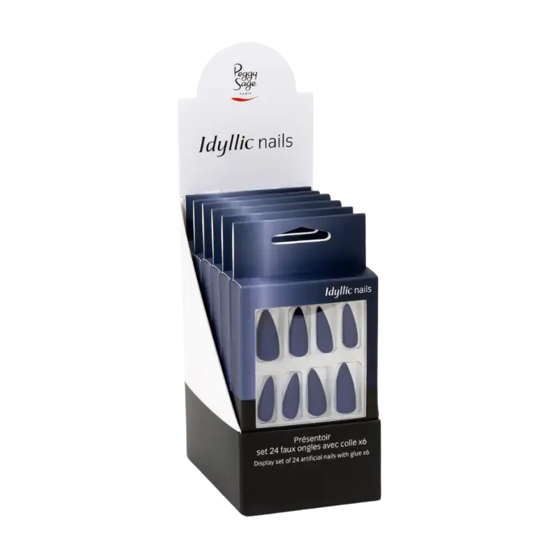 Heißes Angebot Peggy Sage Idyllic Nails Artificial Nails Display 6x24pcs Intense Blue