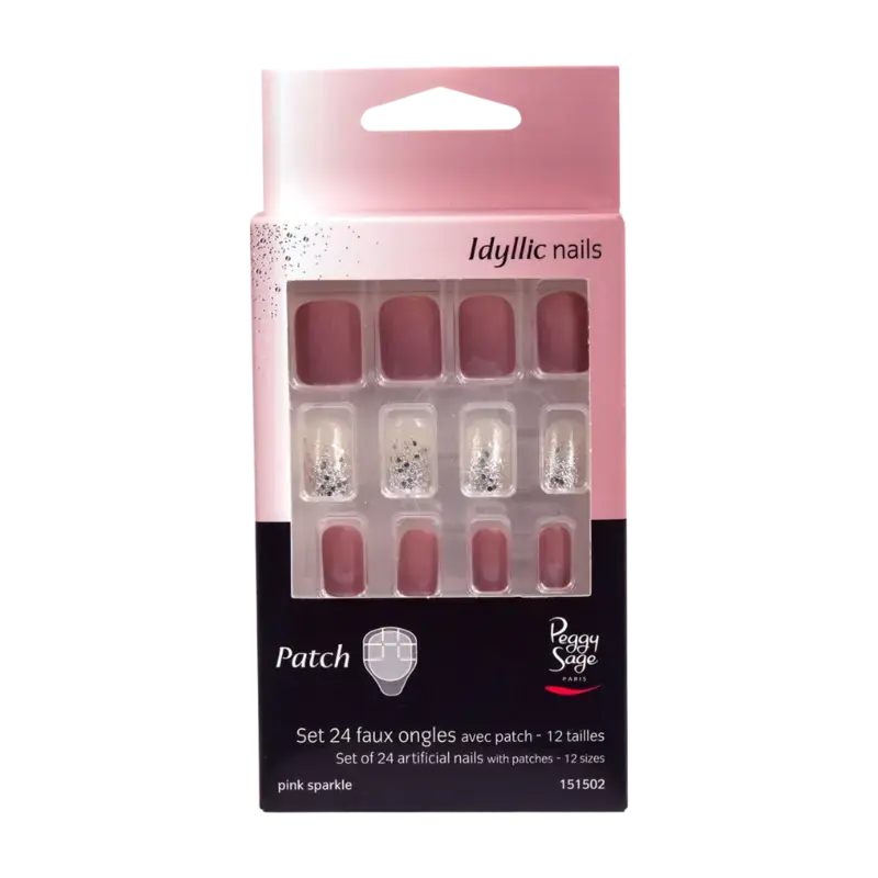 Peggy Sage Idyllic Nails Artificial Nails With Patches 24pcs Pink Sparkle Preis Gesenkt