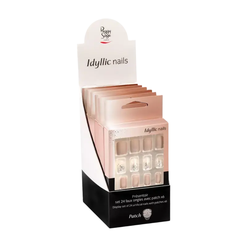 Direktkauf Peggy Sage Idyllic Nails Artificial Nails With Patches Display 6x24pcs Nude Sparkle
