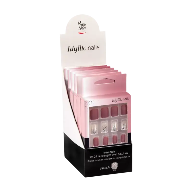 Peggy Sage Idyllic Nails Artificial Nails With Patches Display 6x24pcs Pink Sparkle Expressversand